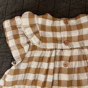 Zara Baby Tan Gingham Button Back Ruffle Dress